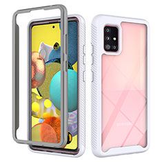 Silicone Transparent Frame Case Cover 360 Degrees ZJ3 for Samsung Galaxy M40S White