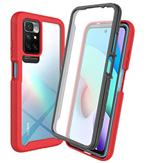 Silicone Transparent Frame Case Cover 360 Degrees ZJ3 for Xiaomi Redmi 10 4G Red