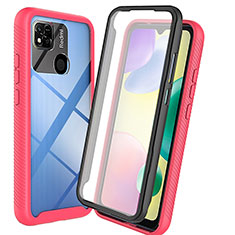 Silicone Transparent Frame Case Cover 360 Degrees ZJ3 for Xiaomi Redmi 9 Activ Hot Pink