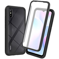 Silicone Transparent Frame Case Cover 360 Degrees ZJ3 for Xiaomi Redmi 9i Black