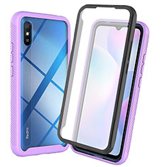 Silicone Transparent Frame Case Cover 360 Degrees ZJ3 for Xiaomi Redmi 9i Purple