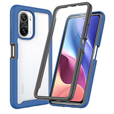 Silicone Transparent Frame Case Cover 360 Degrees ZJ3 for Xiaomi Redmi K40 Pro+ Plus 5G Blue