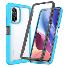 Silicone Transparent Frame Case Cover 360 Degrees ZJ3 for Xiaomi Redmi K40 Pro+ Plus 5G Sky Blue