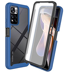 Silicone Transparent Frame Case Cover 360 Degrees ZJ3 for Xiaomi Redmi Note 11 Pro+ Plus 5G Blue