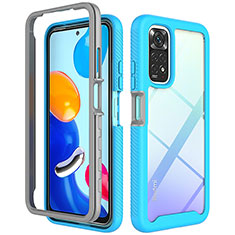 Silicone Transparent Frame Case Cover 360 Degrees ZJ3 for Xiaomi Redmi Note 11S 4G Sky Blue