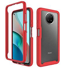 Silicone Transparent Frame Case Cover 360 Degrees ZJ3 for Xiaomi Redmi Note 9 5G Red