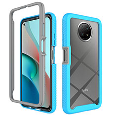 Silicone Transparent Frame Case Cover 360 Degrees ZJ3 for Xiaomi Redmi Note 9 5G Sky Blue