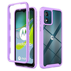 Silicone Transparent Frame Case Cover 360 Degrees ZJ4 for Motorola Moto E13 Purple