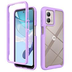 Silicone Transparent Frame Case Cover 360 Degrees ZJ4 for Motorola Moto G53 5G Clove Purple