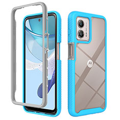 Silicone Transparent Frame Case Cover 360 Degrees ZJ4 for Motorola Moto G53y 5G Sky Blue