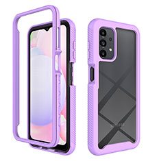 Silicone Transparent Frame Case Cover 360 Degrees ZJ4 for Samsung Galaxy A13 4G Clove Purple