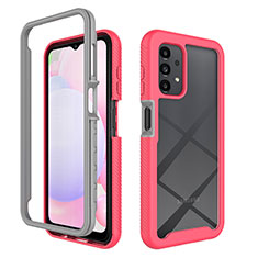 Silicone Transparent Frame Case Cover 360 Degrees ZJ4 for Samsung Galaxy A13 4G Hot Pink