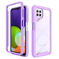 Silicone Transparent Frame Case Cover 360 Degrees ZJ4 for Samsung Galaxy A22 4G Clove Purple