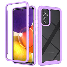 Silicone Transparent Frame Case Cover 360 Degrees ZJ4 for Samsung Galaxy A34 5G Clove Purple