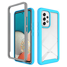 Silicone Transparent Frame Case Cover 360 Degrees ZJ4 for Samsung Galaxy A53 5G Sky Blue