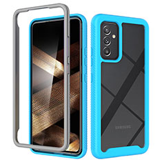 Silicone Transparent Frame Case Cover 360 Degrees ZJ4 for Samsung Galaxy A55 5G Sky Blue