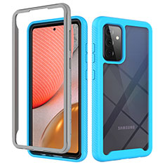 Silicone Transparent Frame Case Cover 360 Degrees ZJ4 for Samsung Galaxy A72 4G Sky Blue