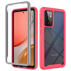 Silicone Transparent Frame Case Cover 360 Degrees ZJ4 for Samsung Galaxy A72 5G Hot Pink