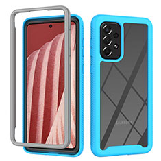 Silicone Transparent Frame Case Cover 360 Degrees ZJ4 for Samsung Galaxy A73 5G Sky Blue