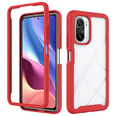 Silicone Transparent Frame Case Cover 360 Degrees ZJ4 for Xiaomi Poco F3 5G Red