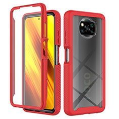 Silicone Transparent Frame Case Cover 360 Degrees ZJ4 for Xiaomi Poco X3 NFC Red