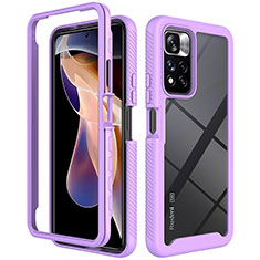 Silicone Transparent Frame Case Cover 360 Degrees ZJ4 for Xiaomi Poco X4 NFC Clove Purple