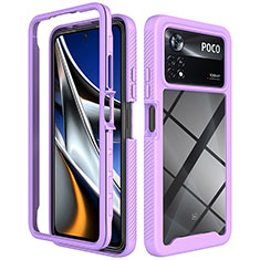 Silicone Transparent Frame Case Cover 360 Degrees ZJ4 for Xiaomi Poco X4 Pro 5G Clove Purple