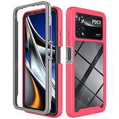 Silicone Transparent Frame Case Cover 360 Degrees ZJ4 for Xiaomi Poco X4 Pro 5G Hot Pink