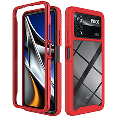 Silicone Transparent Frame Case Cover 360 Degrees ZJ4 for Xiaomi Poco X4 Pro 5G Red