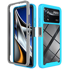 Silicone Transparent Frame Case Cover 360 Degrees ZJ4 for Xiaomi Poco X4 Pro 5G Sky Blue