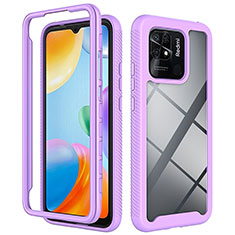 Silicone Transparent Frame Case Cover 360 Degrees ZJ4 for Xiaomi Redmi 10 India Clove Purple