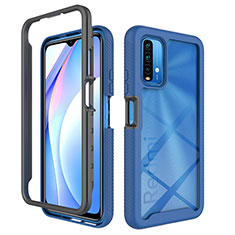 Silicone Transparent Frame Case Cover 360 Degrees ZJ4 for Xiaomi Redmi 9 Power Blue