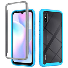 Silicone Transparent Frame Case Cover 360 Degrees ZJ4 for Xiaomi Redmi 9i Sky Blue