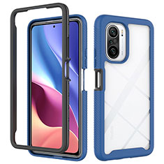 Silicone Transparent Frame Case Cover 360 Degrees ZJ4 for Xiaomi Redmi K40 Pro 5G Blue