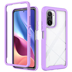 Silicone Transparent Frame Case Cover 360 Degrees ZJ4 for Xiaomi Redmi K40 Pro+ Plus 5G Clove Purple