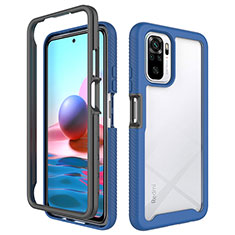 Silicone Transparent Frame Case Cover 360 Degrees ZJ4 for Xiaomi Redmi Note 10 4G Blue