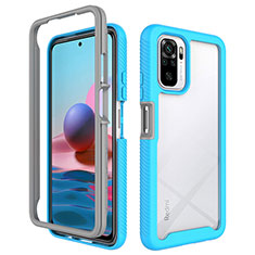 Silicone Transparent Frame Case Cover 360 Degrees ZJ4 for Xiaomi Redmi Note 10 4G Sky Blue