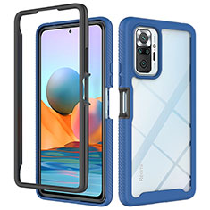 Silicone Transparent Frame Case Cover 360 Degrees ZJ4 for Xiaomi Redmi Note 10 Pro 4G Blue