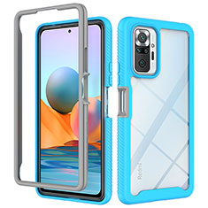 Silicone Transparent Frame Case Cover 360 Degrees ZJ4 for Xiaomi Redmi Note 10 Pro 4G Sky Blue