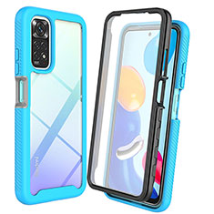 Silicone Transparent Frame Case Cover 360 Degrees ZJ4 for Xiaomi Redmi Note 11 4G (2022) Sky Blue