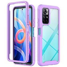 Silicone Transparent Frame Case Cover 360 Degrees ZJ4 for Xiaomi Redmi Note 11 5G Clove Purple