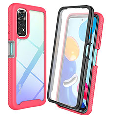 Silicone Transparent Frame Case Cover 360 Degrees ZJ4 for Xiaomi Redmi Note 11 Pro 5G Hot Pink