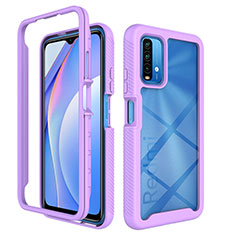 Silicone Transparent Frame Case Cover 360 Degrees ZJ4 for Xiaomi Redmi Note 9 4G Clove Purple