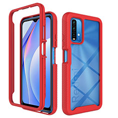 Silicone Transparent Frame Case Cover 360 Degrees ZJ4 for Xiaomi Redmi Note 9 4G Red