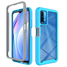 Silicone Transparent Frame Case Cover 360 Degrees ZJ4 for Xiaomi Redmi Note 9 4G Sky Blue