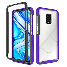 Silicone Transparent Frame Case Cover 360 Degrees ZJ4 for Xiaomi Redmi Note 9 Pro Max Purple