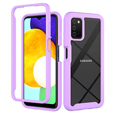 Silicone Transparent Frame Case Cover 360 Degrees ZJ5 for Samsung Galaxy A03s Clove Purple