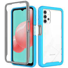 Silicone Transparent Frame Case Cover 360 Degrees ZJ6 for Samsung Galaxy A32 5G Sky Blue