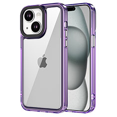 Silicone Transparent Frame Case Cover AC1 for Apple iPhone 15 Plus Clove Purple