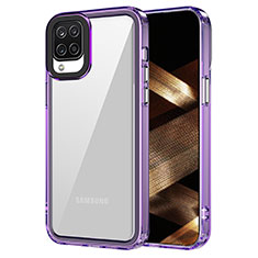 Silicone Transparent Frame Case Cover AC1 for Samsung Galaxy A12 Nacho Clove Purple
